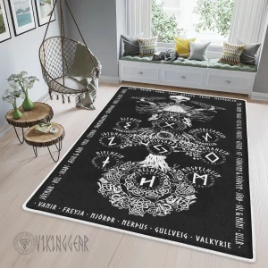 Yggdrasil Tree Of Life And Rune Viking Area Rug