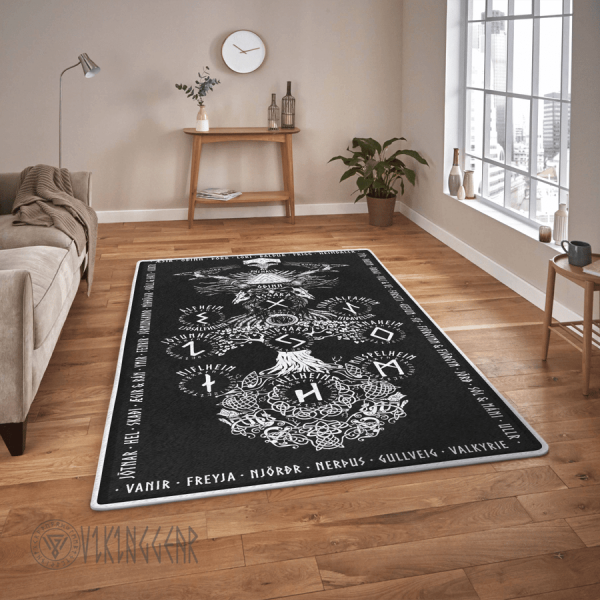 Yggdrasil Tree Of Life And Rune Viking Area Rug