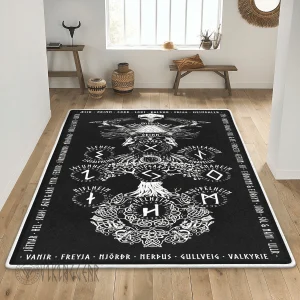 Yggdrasil Tree Of Life And Rune Viking Area Rug