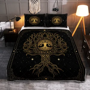 Yggdrasil Tree Of Life And Rune Viking Quilt Set