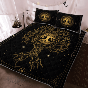 Yggdrasil Tree Of Life And Rune Viking Quilt Set