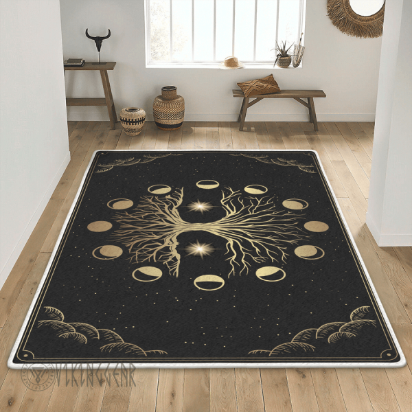 Yggdrasil Tree Of Life Gold Art Viking Area Rug