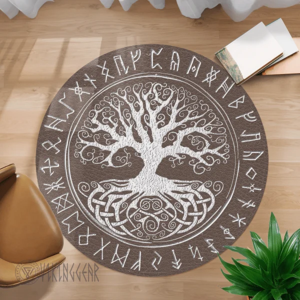 Yggdrasil - Tree Of Life - Viking Round Carpet