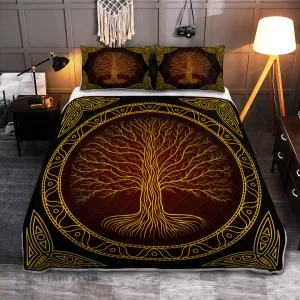 Yggdrasil tree at night Viking Quilt Set