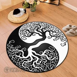 Yin Yang Tree of Life | Yggdrasil Round Carpet | Viking Round Carpet