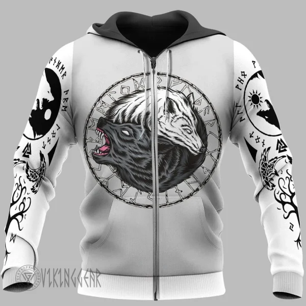 Yin Yang Wolf Fenrir Viking Hoodie