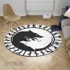 Yin Yang Wolf and Rune - Viking Round Carpet