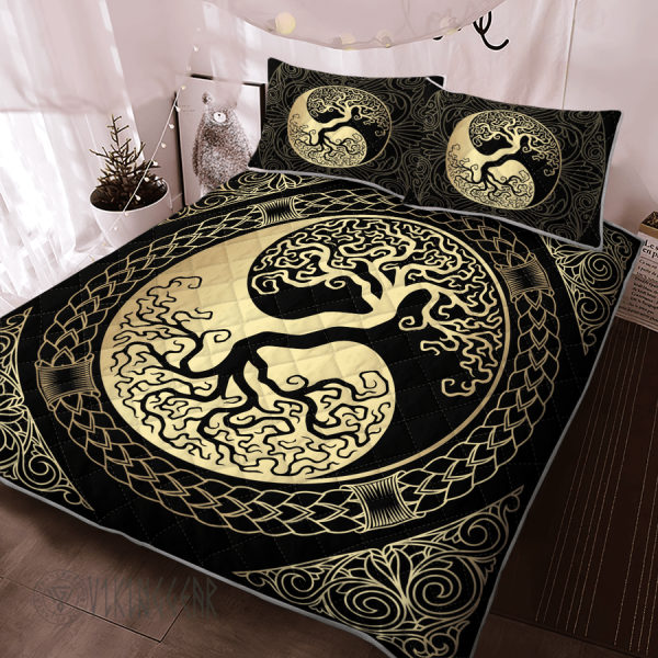 Yin Yang Yggdrasil Tree Of Life Viking Quilt Set