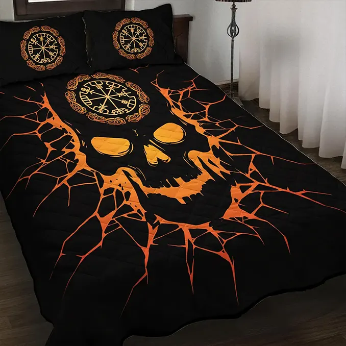 The Mystery Behind the Viking Helmet: Fact or Legend? viking quilt bedding set nordic compass skull