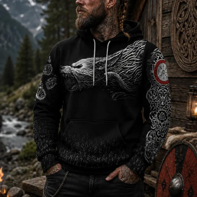 viking hoodie fenrir clothing with rune power vikingzon