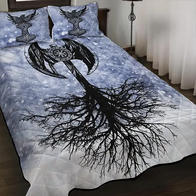 Viking Axe: The Symbol of Power and Masterpiece of Intricate Craftsmanship viking quilt bedding set axe yggdrasil art legacy vikingzon