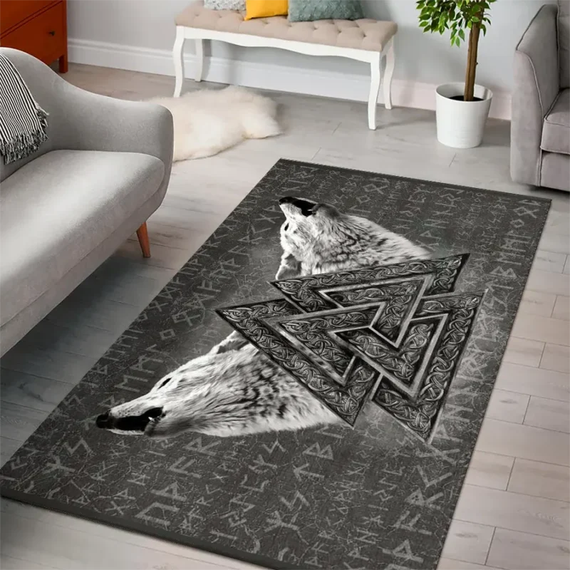 viking rug norse wolf valknut symbol rune