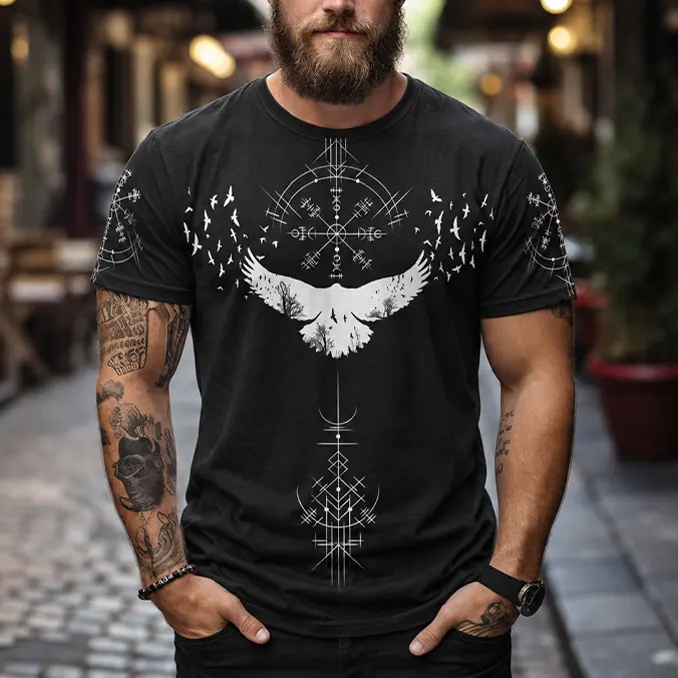 Viking Compass: 10 Fascinating Mysteries Behind This Symbol of Strength and Spiritual Guidance viking t shirt norse raven vegvisir symbol design vikingzon