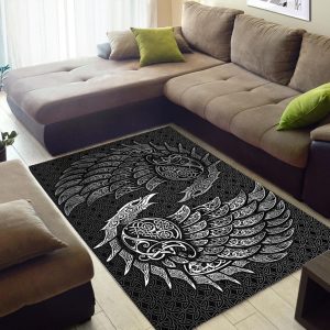 Viking Area Rug Norse Raven Line Art