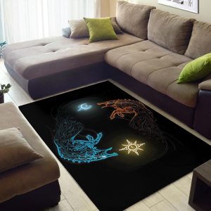 Viking Area Rug Norse Wolves Chasing the Moon-Sun