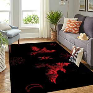 Viking Area Rug Raven And Vegvisir Red