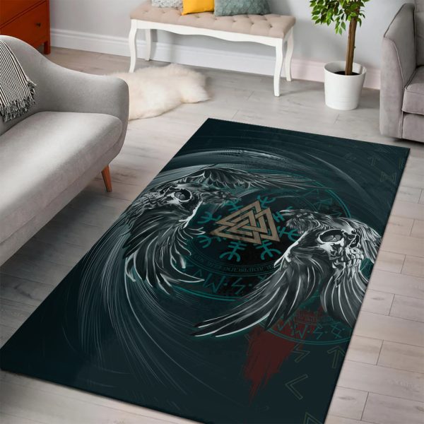 Viking Area Rug Twin Ravens Whimsical Artistry