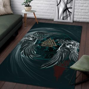 Viking Area Rug Twin Ravens Whimsical Artistry