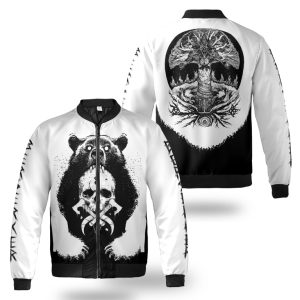 Viking Bomber Jacket Bear Berserker Claws And Yggdrasil