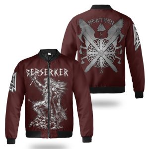 Viking Bomber Jacket Berserker Warrior With Axe