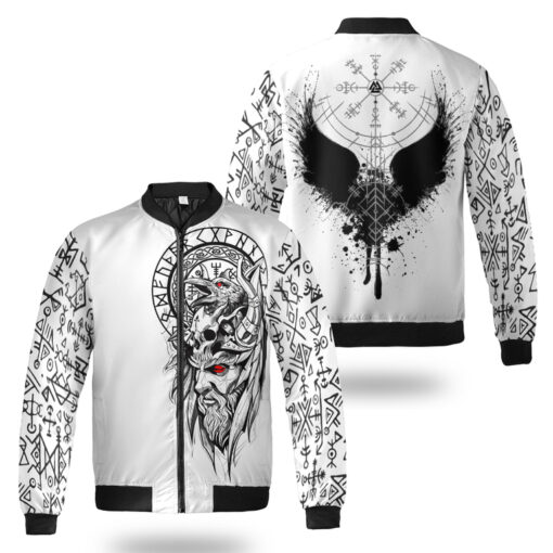 Viking Bomber Jacket Odin Raven And Vegvisir