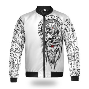 Viking Bomber Jacket Odin Raven And Vegvisir