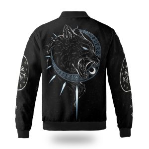 Viking Bomber Jacket Sons Of Fenrir Hati and Skoll Wolf