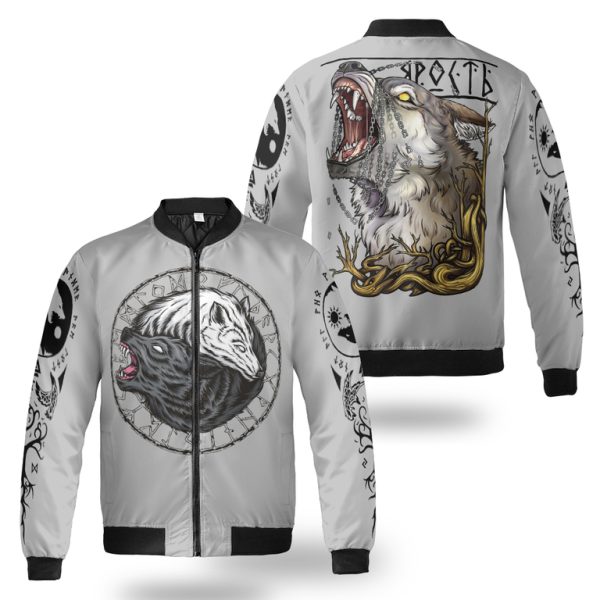 Viking Bomber Jacket Yin Yang Wolf Fenrir