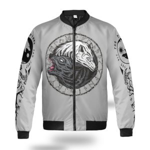 Viking Bomber Jacket Yin Yang Wolf Fenrir