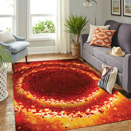 Viking Area Rug Flaming The Triple Horn of Odin's Glory