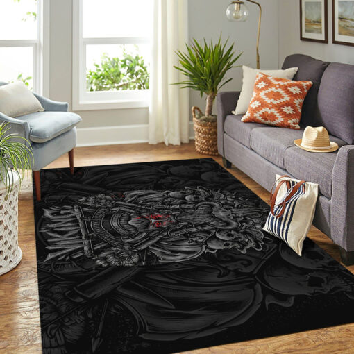 Viking Area Rug Norse Skull Warrior And Rune