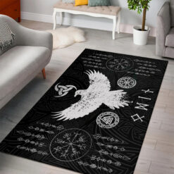 Viking Area Rug Raven Of Odin And Norse Symbols