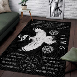 Viking Area Rug Raven Of Odin And Norse Symbols