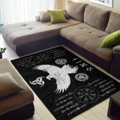 Viking Area Rug Raven Of Odin And Norse Symbols