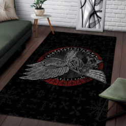 Viking Area Rug Vintage Celtic Raven In Norse Mythology