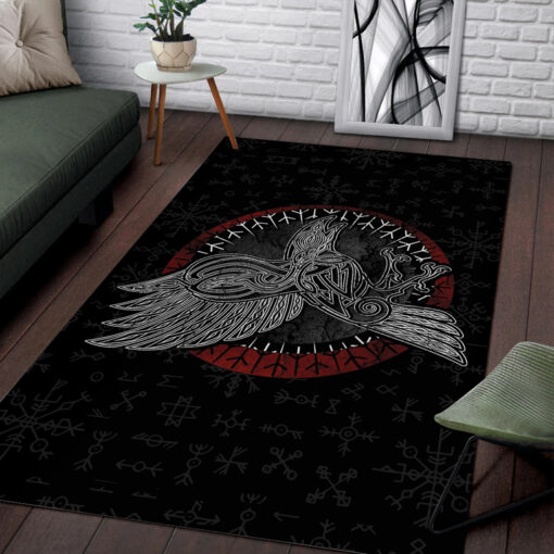 Viking Area Rug Vintage Celtic Raven In Norse Mythology