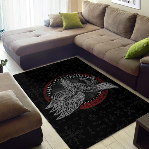 Viking Area Rug Vintage Celtic Raven In Norse Mythology