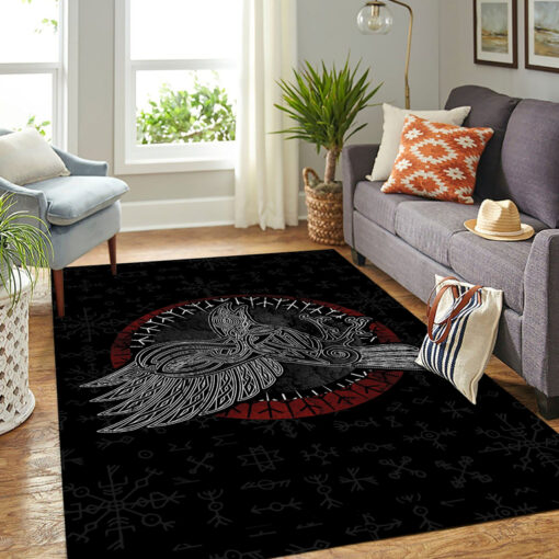 Viking Area Rug Vintage Celtic Raven In Norse Mythology