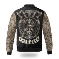 Viking Bomber Jacket Beard Skull With Axe Valhalla