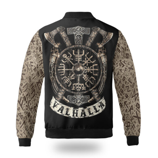 Viking Bomber Jacket Beard Skull With Axe Valhalla