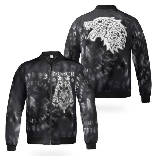 Viking Bomber Jacket Berserker Fenrir Wolf And Rune