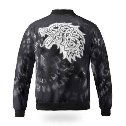 Viking Bomber Jacket Berserker Fenrir Wolf And Rune