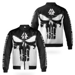 Viking Bomber Jacket Black Skull Valknut Until Valhalla