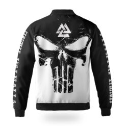 Viking Bomber Jacket Black Skull Valknut Until Valhalla