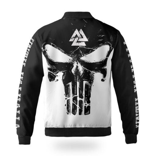 Viking Bomber Jacket Black Skull Valknut Until Valhalla