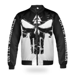 Viking Bomber Jacket Black Skull Valknut Until Valhalla