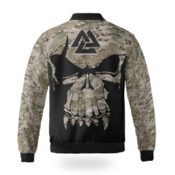 Viking Bomber Jacket Camouflage Pattern Skull Warrior Valknut