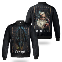 Viking Bomber Jacket Fenrir And Odin Graphic Art