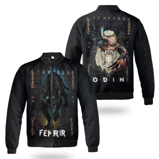 Viking Bomber Jacket Fenrir And Odin Graphic Art