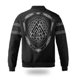 Viking Bomber Jacket Hati and Skoll Valknut Shield Line Art